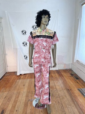 Mens Pink Western Jumpsuit L