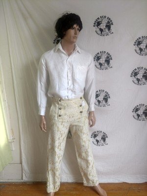Mens Steampunk  Gold  Lamee Flap Pants  32 X 32