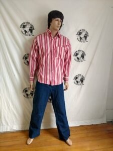 Mens Red Stripe Cotton L/S Shirt