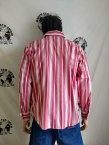 Mens Red Stripe Cotton L/S Shirt