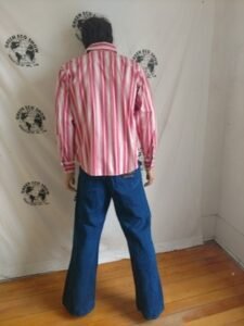 Mens Red Stripe Cotton L/S Shirt