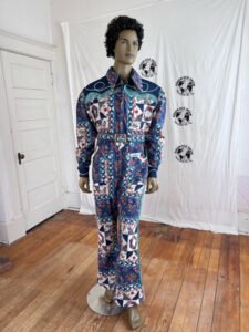 Arkansas Quilt Print Mens Jumpsuit Western L