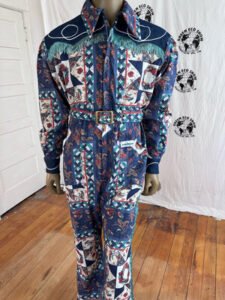 Arkansas Quilt Print Mens Jumpsuit Western L
