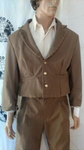 Mens Suit 44 w metal trim Tan cotton