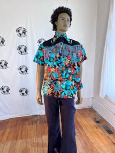 Cowboy Cactus Flower Embroidered Shirt M