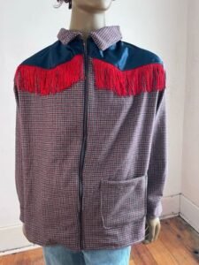 Plaid Wool Western Jacket FringeL