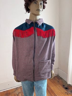 Plaid Wool Western Jacket FringeL