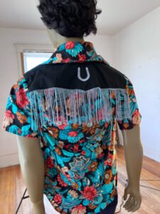Cowboy Cactus Flower Embroidered Shirt M
