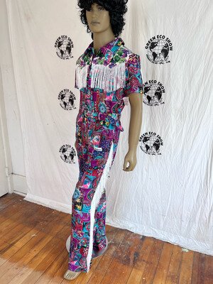 Mens Western Jumpsuit Fringe L USA