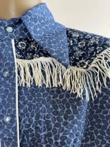 Blue leaves Cowboy Shirt L USA