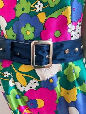 Blue Silk Satin  Studded Belt  31 -37 USA
