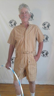 Mens Romper Tan Stripe L