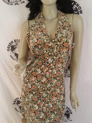 Womens Long Velveteen Halter Dress M -L 