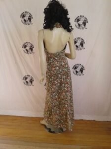 Womens Long Velveteen Halter Dress M -L 