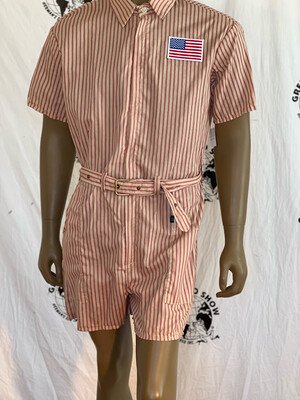 Mens Romper Striped Red L USA