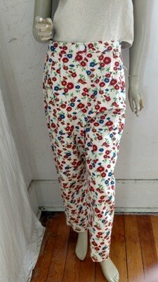Womens Flowered Print cotton pants w 30"