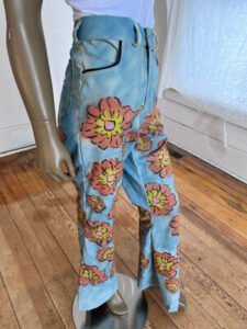 Mens Flower Power Bell Bottom Pants 31" Air brushed by Anna Herman
