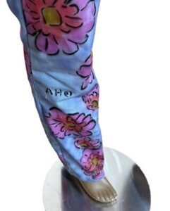 Mod Flower Painted Pants  31- 32 bells Canvas 