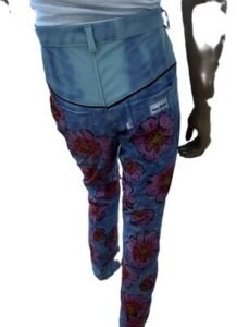 Mod Flower Painted Pants  31- 32 bells Canvas 