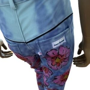 Mod Flower Painted Pants  31- 32 bells Canvas 