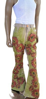 Mens Flower Pants Jeans bells 34