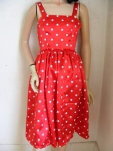 Red Polkadot Swing Dress S  26" W