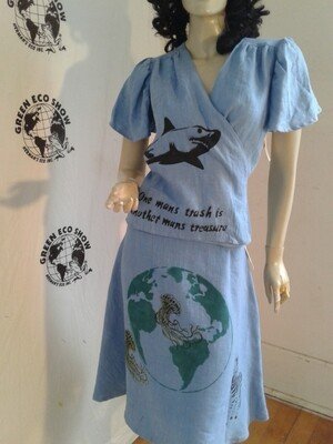 Womens Endangered Species Wrap Hemp Skirt 8 blouse M