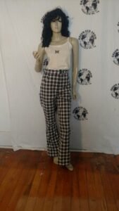 Womens Plaid High Waisted Bells Jeans  w 30"