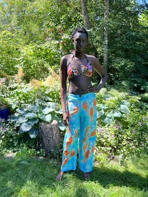 Womens Lobster Pants S -M Drawstring Rapper Air brushed