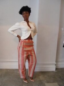 Womens Striped Double Fly Pants  M 30"  X 27 USA