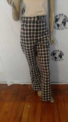 Womens Plaid High Waisted Bells Jeans  w 30"