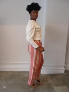 Womens Striped Double Fly Pants  M 30"  X 27 USA