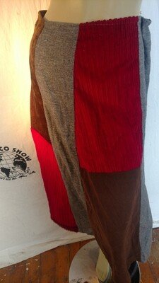 Patchwork Skirt Red M 29" W