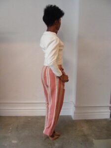 Womens Striped Double Fly Pants  M 30"  X 27 USA