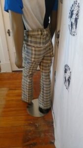 Mens Plaid Bell Bottom pants 34 X 33