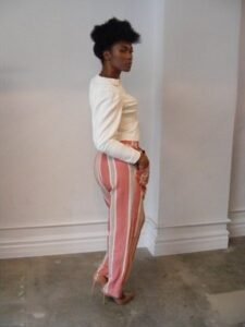 Womens Striped Double Fly Pants  M 30"  X 27 USA
