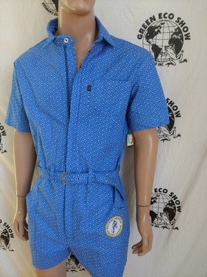 Mens Romper Blue with Flowers L
