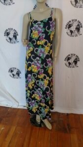 Black Floral Evening Gown Dress M Hermans Rayon