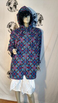 Womens Plaid Hoody  M Zip up USA