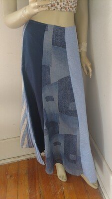 Patchwork Panel Long Skirt  w 26"