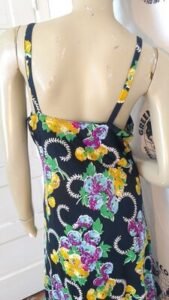 Black Floral Evening Gown Dress M Hermans Rayon