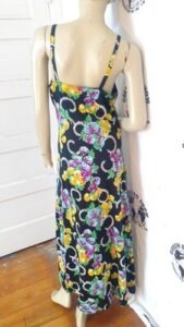 Black Floral Evening Gown Dress M Hermans Rayon