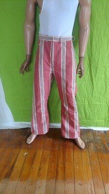 Mens Striped Pink High Waisted Bell Bottom Pants 33"