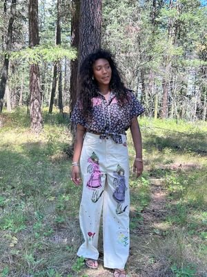 Womens Embellished High Fashion Pants L 