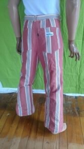 Mens Striped Pink High Waisted Bell Bottom Pants 33"