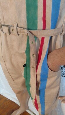 Mens Romeper Jumpsuit L organic Cotton Nat Color Seahorse