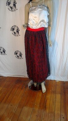 Black Lace Orange Maxi Skirt 30" W Hermans