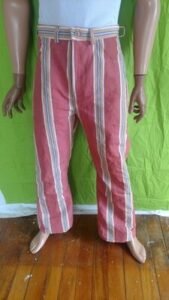 Mens Striped Pink High Waisted Bell Bottom Pants 33"