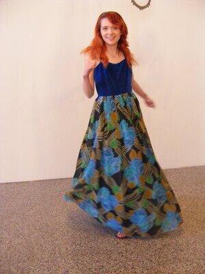 Long Swing Dress Velvet top  lined with Sheer  MCM s  to m