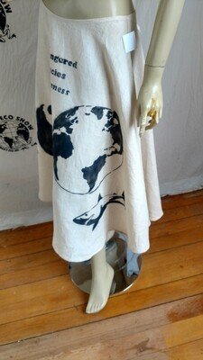 Hermans Hem[p Endangered Species Skirt Panda Shark Earth  w 29"